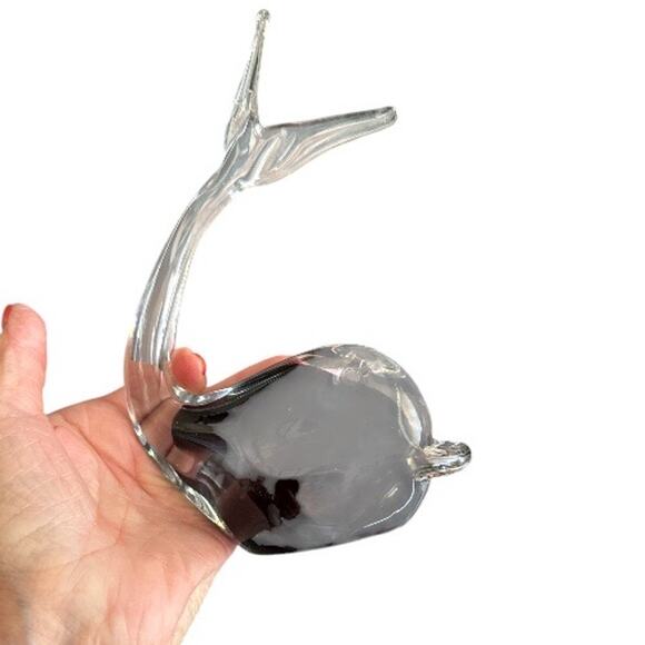 Murano Sommerso Dark Blue Hand Blown Whale Figurine - Picture 6 of 9